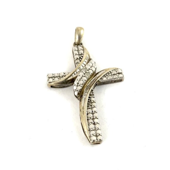 Sterling Silver 925 Diamond Cross Pendant - Picture 1 of 2